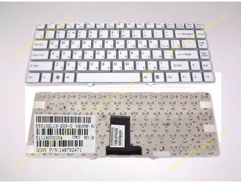 Клавіатура для SONY VPC-EA Series (RU White без рамки) (550102L13-203-G 148792471 V081678F) Оригінал