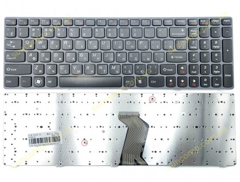 Клавіатура для LENOVO IdeaPad Y570, Y770 (RU Black, сіра рамка)