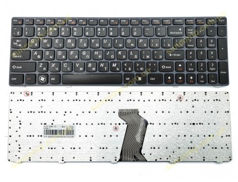 Клавіатура для LENOVO IdeaPad Z580, G580, G585, Z580A, Z585 (RU Black, сіра рамка)