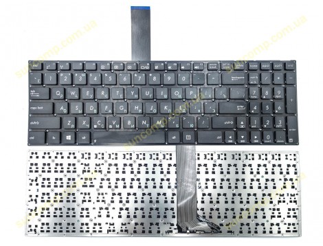 Клавіатура для ASUS K56, A56, K56CA, K56CB, K56CM, S56, S505, R505, S56CA, S56CB, S56CM, S56CX (RU Black без рамки, контакти з лицьового боку)
