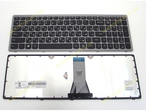Клавіатура для LENOVO IdeaPad G500s, G505s, S500, S510p, Z510,Flex 15, 15D ( RU Black з рамкою Silver) Оригінал