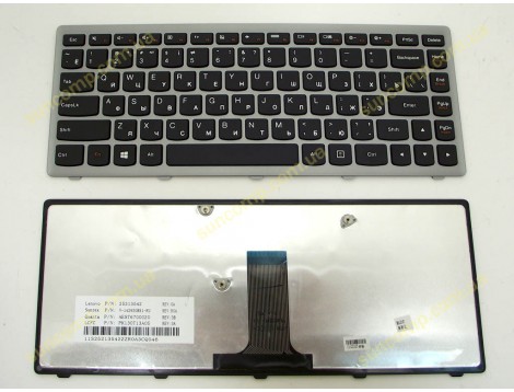 Клавіатура для LENOVO IdeaPad G400, G400S, G405S, Z410 (RU Black з Сірою рамкою). Оригінал