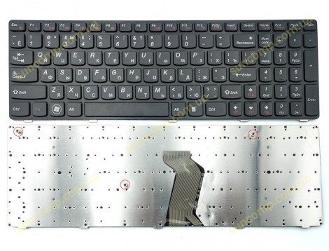 Клавіатура для LENOVO IdeaPad V570, B570, B575, V580, B580, B590, V590, Z570, Z575 (RU Black, Чорна рамка). OEM