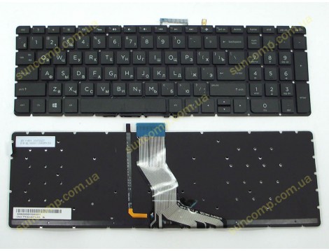 Клавіатура для HP Pavilion 15-AB, 15-AK, 15-BC, 15T-AB, 15Z-AB, 15-AU, 15-BK, 17-AB, 17-AK, 17T-AB, 17-N (RU Black без рамки з підсвіткою)