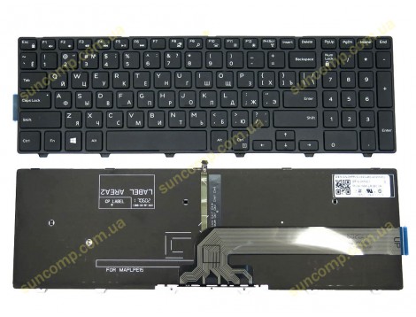 Клавіатура для Dell Inspiron 3541 3542 3546 3551 3552 3558 3543 3550 3560 5542 5548 5543 5545 5552 5759 7557 5551 5555 5558 (RU Black з підсвіткою)