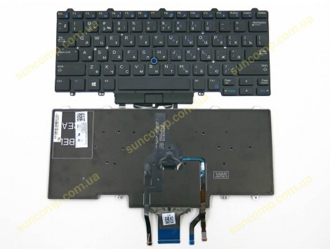 Клавіатура для DELL Latitude 3340, 3350, E7450, E7470, E5470, E5450, E5480 (RU Black c підсвіткою) Оригінал