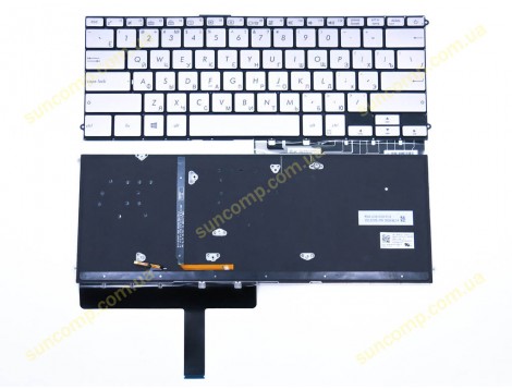 Клавіатура для Asus UX490, UX490CA, UX490UA, UX490U, UX490UAR (RU Silver з підсвіткою) Оригінал