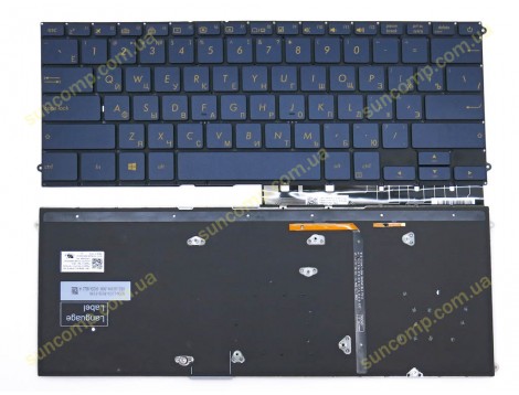 Клавіатура для Asus UX490, UX490CA, UX490UA, UX490U, UX490UAR (RU Blue з підсвіткою) Оригінал