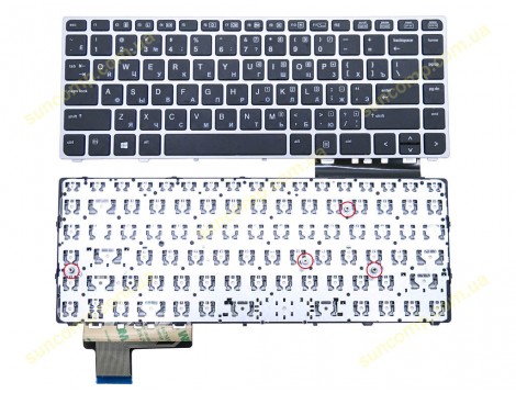 Клавіатура для HP EliteBook Folio 9470M, 9480M series (RU Black, з рамкою Silver) OEM
