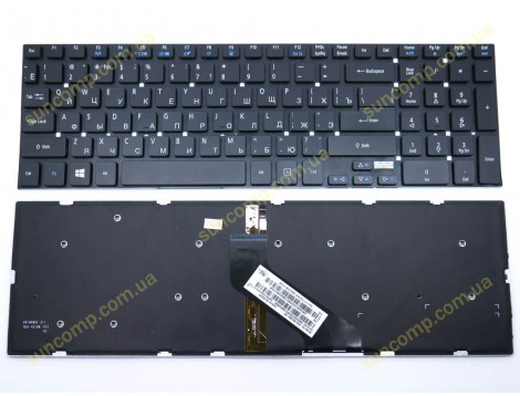 Клавіатура для ACER Aspire 5830, 5830G, 5830T, 5755G, E1-522, E1-530G, E1-532, E1-731, V3-531, V3-551G, V3-571G (RU black with Backlit) з підсвіткою