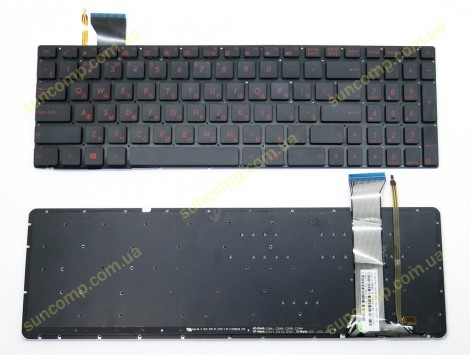 Клавіатура для ASUS GL552, GL552V, GL552J, GL552JX, GL552VL, GL552VW, GL552VX (RU Black без рамки з підсвіткою) Оригінал