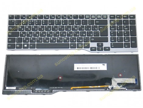 Клавіатура для Fujitsu Lifebook E753, E754, E756, E554, E556, CP629312-03 (RU Black, Gray Frame з підсвіткою)