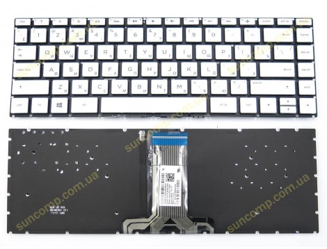Клавіатура для HP Pavilion X360 14-CC, 14-CE, 14-CF, 14-CK, 14-CD, 14M-CD, 14T-CD, 14-BA, 14T-BA, 14M-BA, 14-BS, 14-BK, 14G-BR, 14G-BU, 240 G6, 245 G6, 246 G6 (RU Silver з пiдсвіткою)