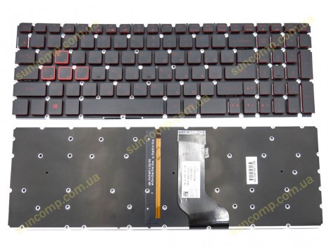 Клавіатура для ACER Nitro 5 AN515-41, AN515-42, AN515-51, AN515-52, AN515-53 ( RU Black, RED leter з підсвіткою)