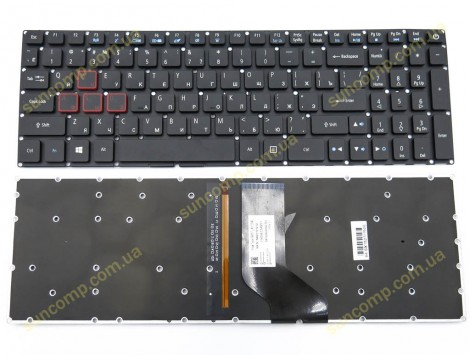 Клавіатура для ACER Aspire VX5-591G, VX5-793, VN7-593, VN7-593G, VN7-793G, Predator Helios G3-571, G3-572, PH315-51 (RU Black з підсвіткою). Оригінал