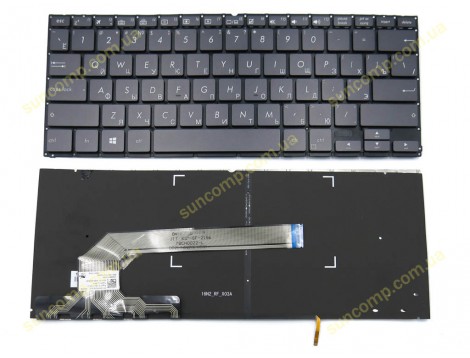 Клавіатура для ASUS UX370, UX370U, UX370UA UX370UAF UX370UAR Q325U Q325UA (RU Gray з підсвіткою)