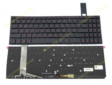 Клавіатура для ASUS FX570UD, FX570Z, FX570ZD, FX570U, X570U, X570UD, X570ZD, X570D, K570U, K570UD, K570Z, K570ZD (RU Black з RED підсвіткою)