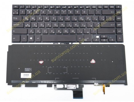 Клавіатура для ASUS UX530, UX530UX, UX530UQ UX550 UX550VE UX550VD UX580 UX580G U5100U UX560 U5800 (RU Black без рамки з підсвіткою) Оригінал
