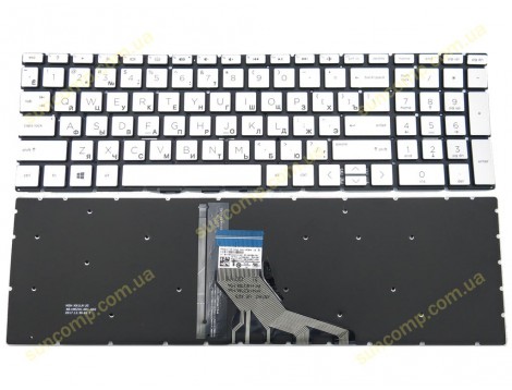 Клавіатура для HP 15-CS 15-CN 15-CW 15-CX 15-DA 15-DB 15-DX 15-DR 15-DK 17-BY 17-CA 17-CD 250 G7 G8, 255 G7 G8 (RU Silver з пiдсвіткою) Оригінал
