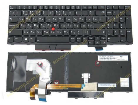 Клавіатура для Lenovo Thinkpad T570, T580, P51S, P52S (Ru Black з підсвіткою)