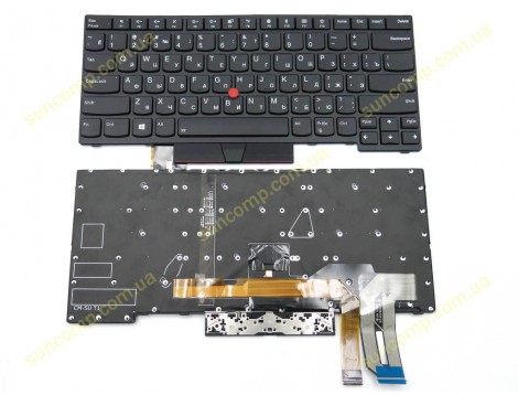 Клавіатура для Lenovo ThinkPad E480, E485, L480, L380, T490, E490, E495, L490, T495, yoga L390 (T480S, 01YP360, 01YP520) (RU Black з підсвіткою)