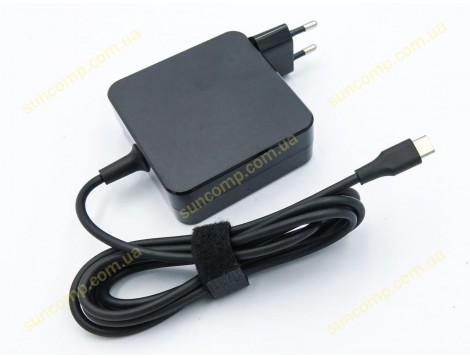 Блок живлення Type-C 65W для Apple, Asus, Acer, HP, Dell, Lenovo, Samsung, Xiaomi. Квадратний Чорний