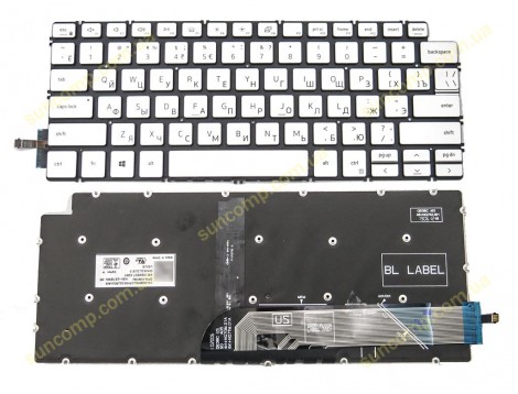Клавіатура для DELL Inspiron 5390, 5391, 7391, 5490, 5491, 5493, 5498, 7490, 7491 (RU Silver з підсвіткою)