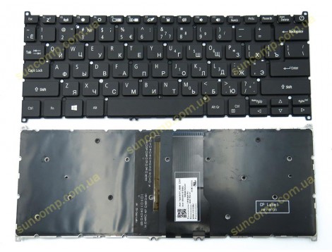 Клавіатура для ACER Swift SF114-34, SF314-41, SF314-52, SF314-53, SF314-54, SF314-55, SF314-56, SF514-51 Версія 1 (RU Black з підсвіткою)