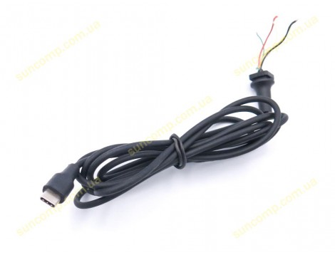 DC кабель (Type-C, USB-C) для блоку живлення (30W, 45W, 65W) 5-проводів, 1.2m Black. Від блока живлення до ноутбука