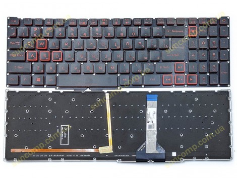 Клавіатура для ACER Nitro 5 AN515-45 AN515-55 AN515-56 AN515-57 AN517-41 AN517-53 N20C1 (RU Black без рамки з Red підсвіткою)