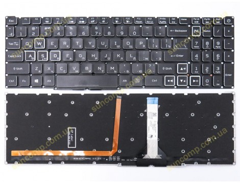 Клавіатура для ACER Nitro 5 AN515-46 AN515-56 AN515-57 AN515-58 AN517-41 AN517-54 AN517-55 AN517-56 AN715-51 (RU Black без рамки з RGB підсвіткою)