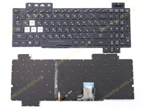 Клавіатура для ASUS FX504, FX504GD, FX504G, FX504GE, FX504GM, FX505, FX505D FX80, FX80GM GL703V GL703VM (RU Black без рамки з підсвіткою)