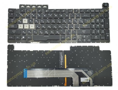 Клавіатура для ASUS FX506, FX506U, FX506II, FX506IH, FX506LI, FA506, FA506Q, FA506QM, FA506QR, FX506II, FA706 FX706 TUF Gaming (RU Black без рамки з RGB підсвіткою) Оригінал