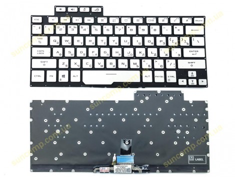 Клавіатура для ASUS ROG Zephyrus G14 GA401, GA401U, GA401M (RU Silver без рамки з підсвіткою). Оригінал