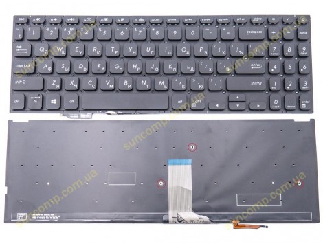 Клавіатура для ASUS VivoBook S530, X530, K530, S530F, S530UA, X530FA, X530UN (RU Black без рамки з підсвіткою)