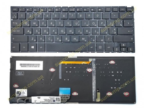Клавіатура для ASUS ZenBook UX360U, UX360UA, UX360UAK, Q324U, Q324UA (RU Black без рамки з підсвіткою). Оригінал