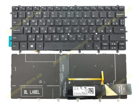 Клавіатура для DELL XPS 13 9370, 13 9380, 13-9370, 13-9380 (RU Black з підсвіткою) Оригінал