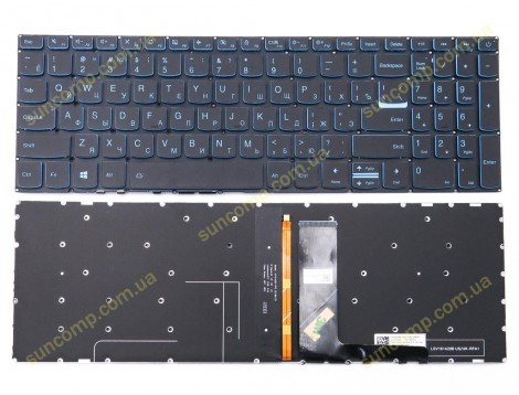 Клавіатура для Lenovo IdeaPad L340-15, L340-15API, L340-15IWL, L340-17, L340-17API, L340-17IWL, L340-17IRH (RU Black + Blue підсвітка)