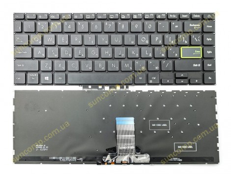 Клавіатура для Asus VivoBook S14 S433, S433EA, S433EQ, S433FA, S433FL, S433JQ, X421 (RU Black з підсвіткою) Оригінал