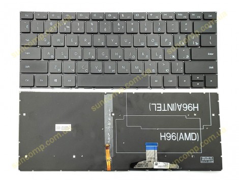 Клавіатура для Huawei MateBook 13 W19 HN-W19R HN-W19L WRT-W09 WRT-W19 W29 (RU Black з підсвіткою). Оригінал