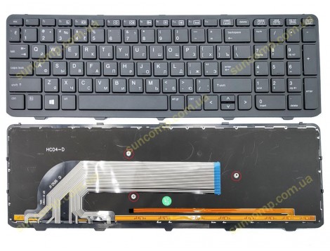 Клавіатура для HP ProBook 450 G0, 450 G1, 450 G2, 455 G0, 455 G1, 455 G2, 470 G0, 470 G1, 470 G2 (RU Black з рамкою і підсвіткою)