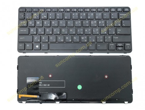 Клавіатура для HP EliteBook 820 G1, 820 G2, 720 G1, 720 G2, 725 G1, 725 G2 (RU Black з рамкою і підсвіткою)