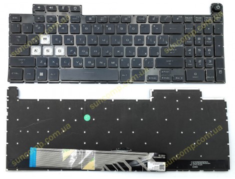 Клавіатура для ASUS FX507, FX517, FX507Z, FA507, FA507R, FA507RC, FA507RE, FX507R, GA507, FX707, FX517, FX707Z, FA707 (RU Black з підсвіткою)
