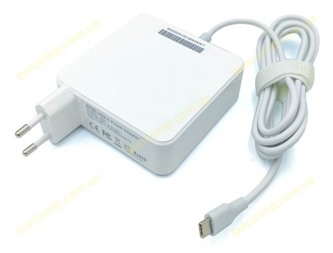 Блок живлення Type-C 87W для Apple, Asus, Acer, HP, Dell, Lenovo, Samsung, Xiaomi. Квадратний Білий