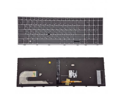 Клавіатура для HP Elitebook 750 G5, 750 G6, 755 G5, 755 G6, 850 G5, 850 G6, 855 G5 ZBook 15u G5(RU Black/Gray з підсвіткою з поінтстиком) Оригінал