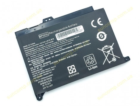 Батарея BP02XL для HP Pavilion 15 AU, 15-AU, 15-AW (HSTNN-LB7H, HSTNN-UB7B) (7.6V 5300mAh 40Wh)