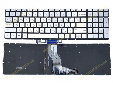 Клавіатура для HP Pavilion 15T, 15Z, 15-BR, 15-BS, 15-BU, 15-EF, 15Q-DY, 15-BW, 15S-ER, 15S-FR, 15S-EQ, 15S-FQ, 17G-BR, 250, 255, 256 G6 (RU Silver з підсвіткою)