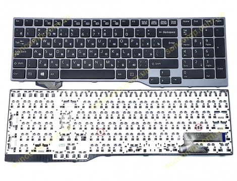 Клавіатура для Fujitsu Lifebook E753, E754, E756, E554, E556, CP629312-03 (RU Black, Gray Frame)
