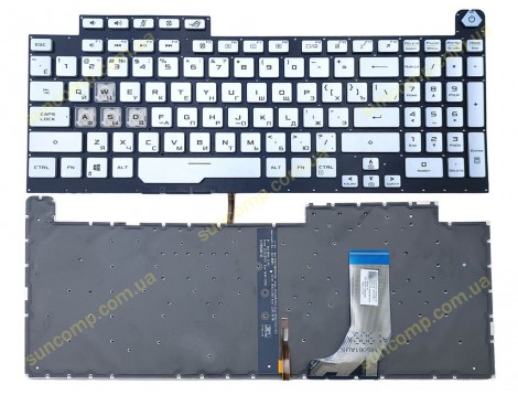 Клавіатура для ASUS G731, G731GW, G731GT, G731GD, G731GU, G731GV, G732L, G732G, G712, G712L (RU Silver с RGB 8pin підсвіткою)