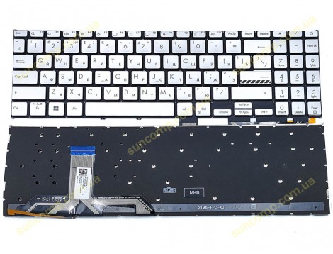 Клавіатура для ASUS VivoBook X1605 X1605V X1605VA X1502 M1502 M1502Z X1503 X1602 X1603 X1504 F1603 M1603Q M1503Q M1605XA3 X1505 X1505VA X1505ZA (RU Siver з підсвіткою)